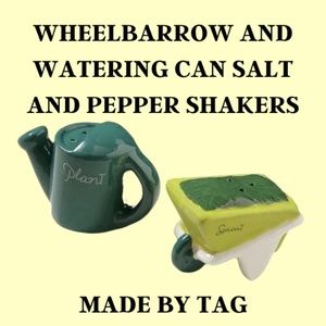 Tag Whimsical Mini Salt & Pepper Shakers - Wheelbarrow and Watering Can - NWT